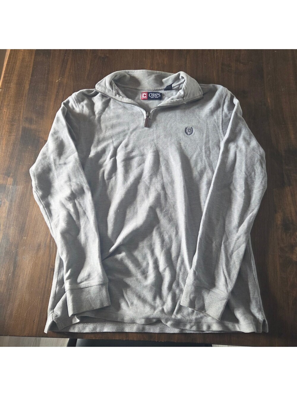 Chaps light grey quarter zip pullover size Small